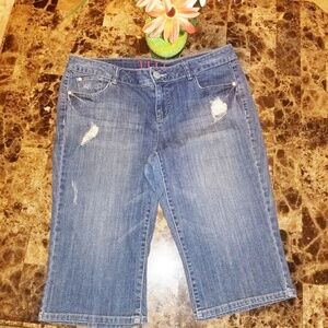 Elle Distressed Blue Jean Bermuda Shorts